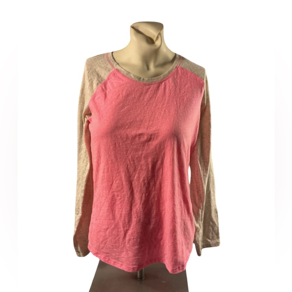 Justice Pink and Cream Long-Sleeve Raglan Tee